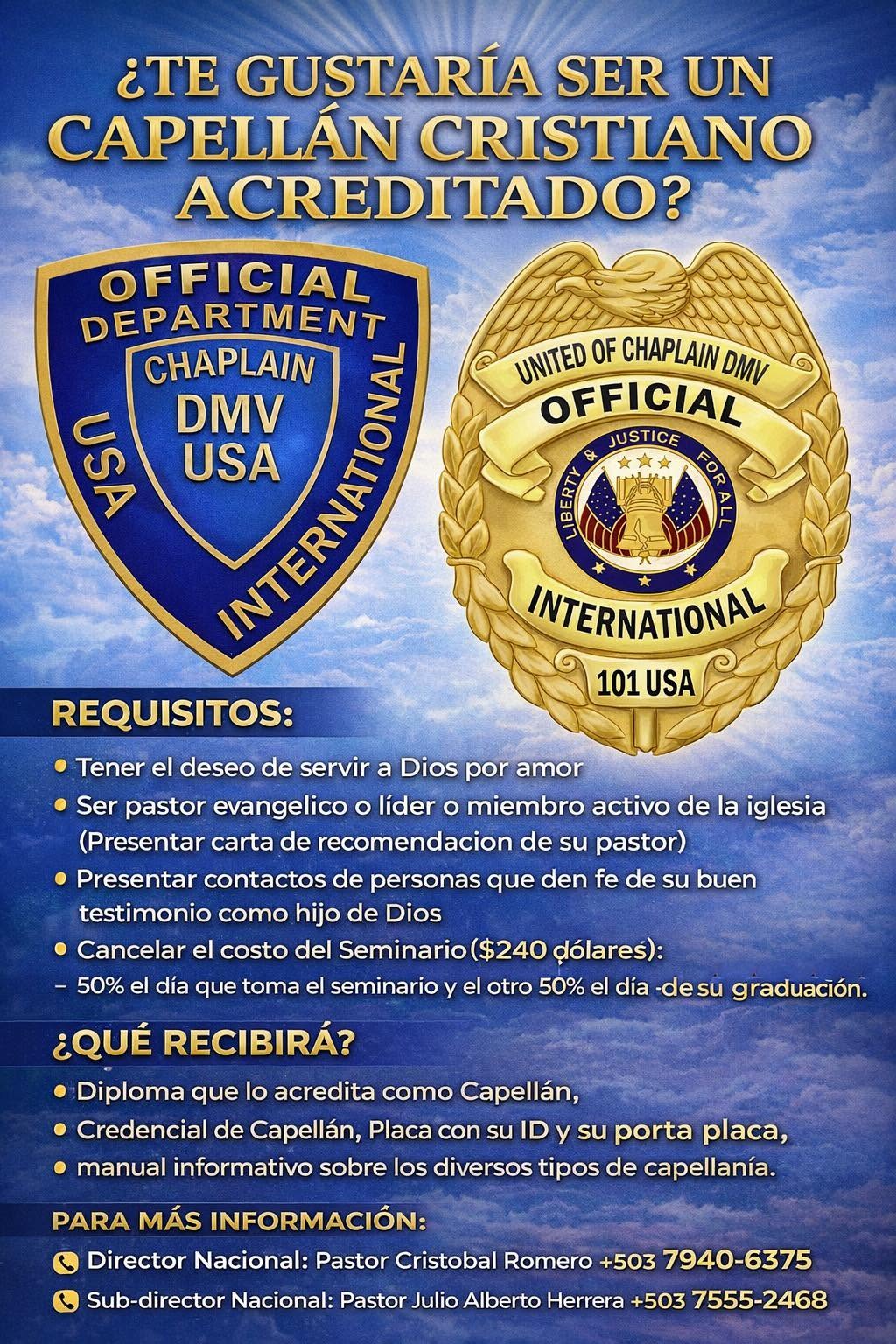 Requisitos informativos para capellanía cristiana